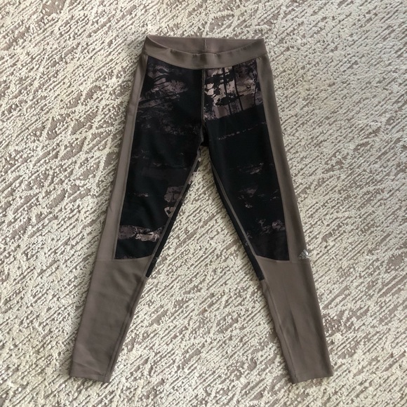 Adidas Climalite Techfit Colorblock Leggings - Tan/Black - Picture 5 of 12